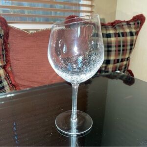 Pier 1 Crackle Slant Red Wine Design Clear Wine Glass
